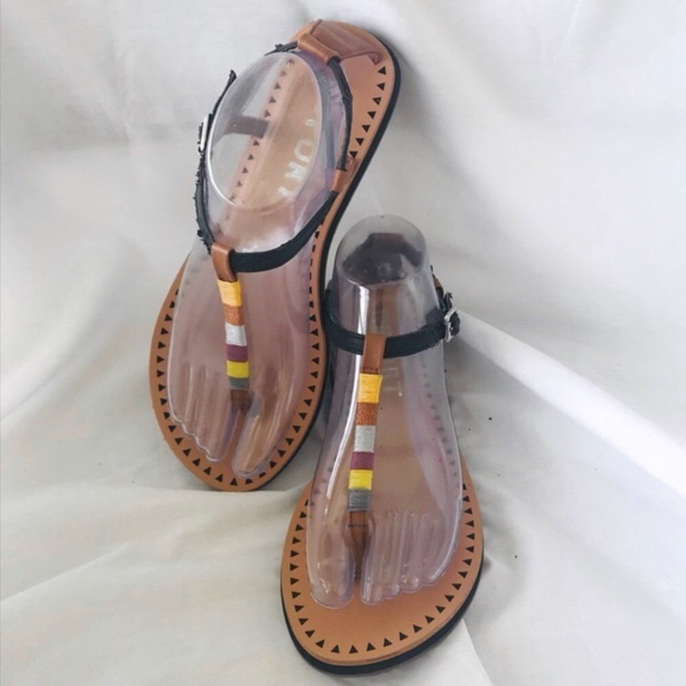 Report Footwear DIDO Threaded Multi-Color Striped Black/TanThong Boho Sandals W7